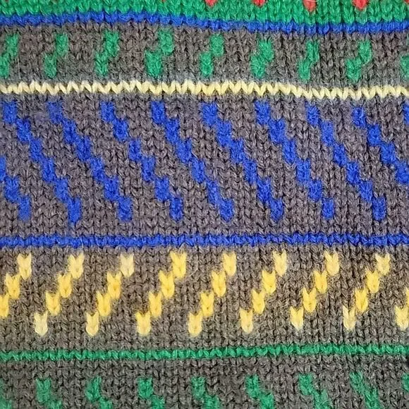 Vintage Espirit Sport Fair Isle Multicolor sweater 100% wool Small made in Korea - Picture 12 of 14